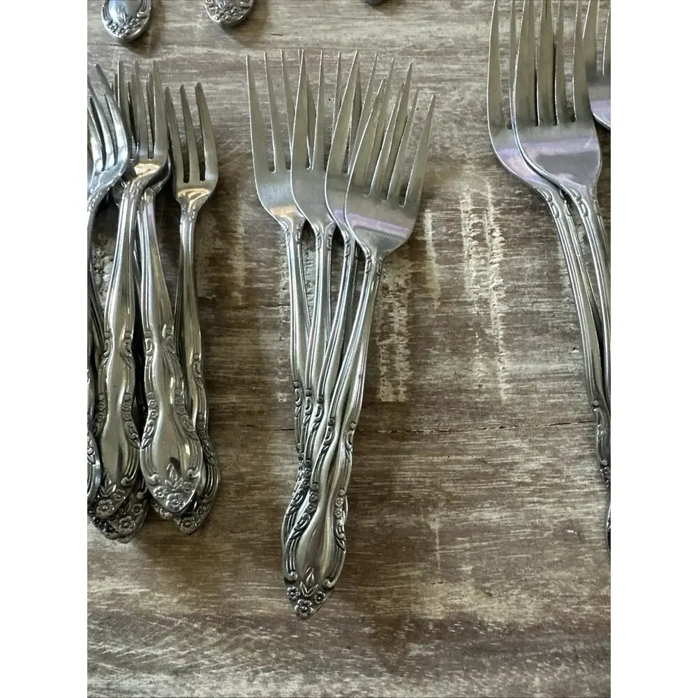 Imperial Fleurette Stainless Steel Flatware 68 Pieces VTG